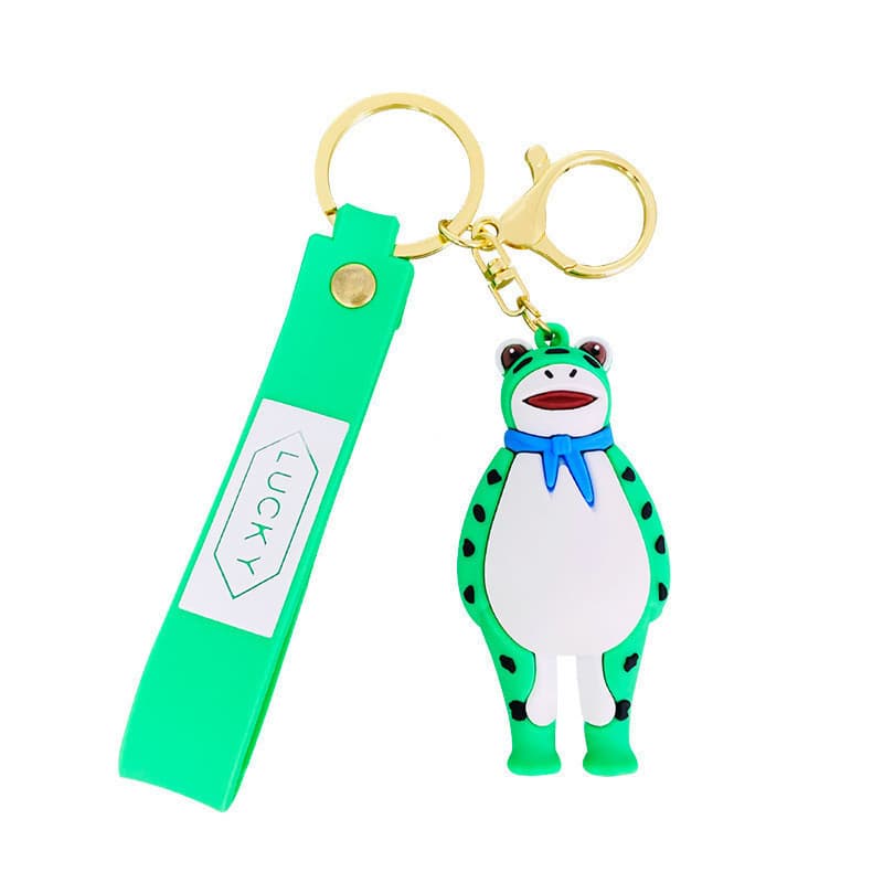 Bonito criativo dos desenhos animados Frogman boneca carro chaveiro corrente estudante mochila pingente casal pequenos p