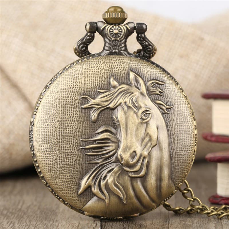Vintage Cavalo Design Masculino Feminino Relógio De Bolso De Quartzo Colar Corrente Presente