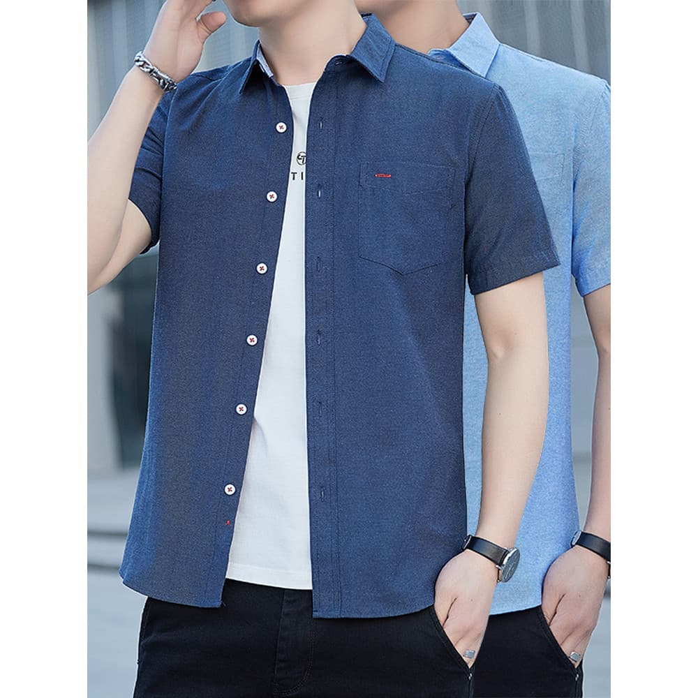 Camisa masculina verão novo estilo 2022 manga curta versão coreana na moda all-match magro-ajuste camisa Casual all-matc