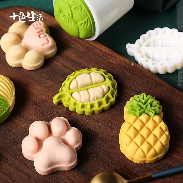 Abacaxi Pixiu leão chinês Durian 50g antiaderente Mung feijão bolo modelo ferramenta de impressão pele fria pastelaria m