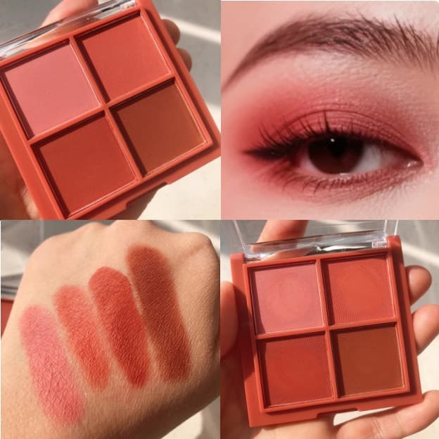 Paleta de sombras foscas completas de quatro cores, rosa seca, vermelho, influenciador, venda quente, doença, maquiagem,