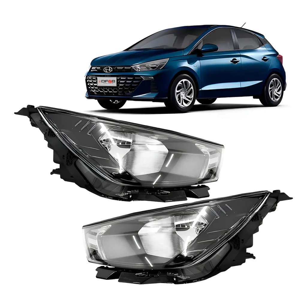 Par Farol Dianteiro S/Led Hyundai HB20 Hatch Sedan 2023 a 2024 Foco Simples