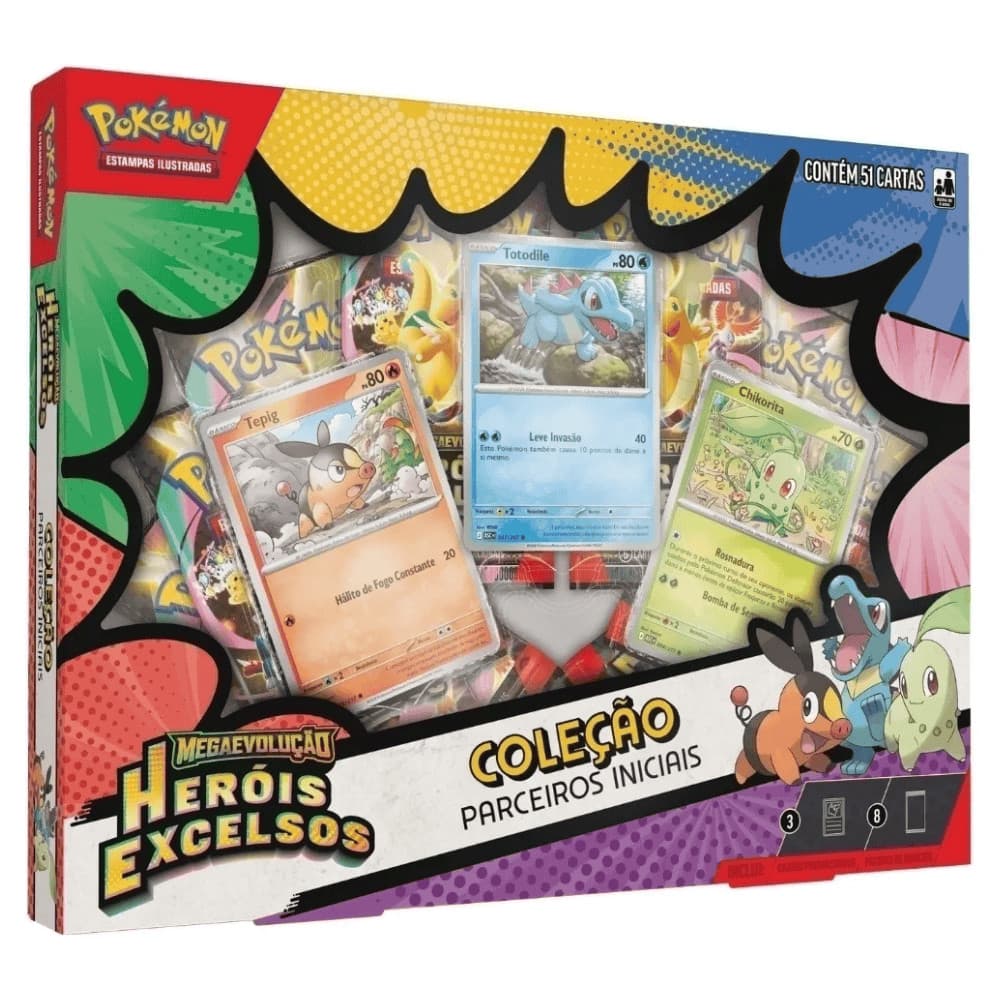 Box Pokémon Coleção Parceiros Iniciais Heróis Excelsos 51 Cartas