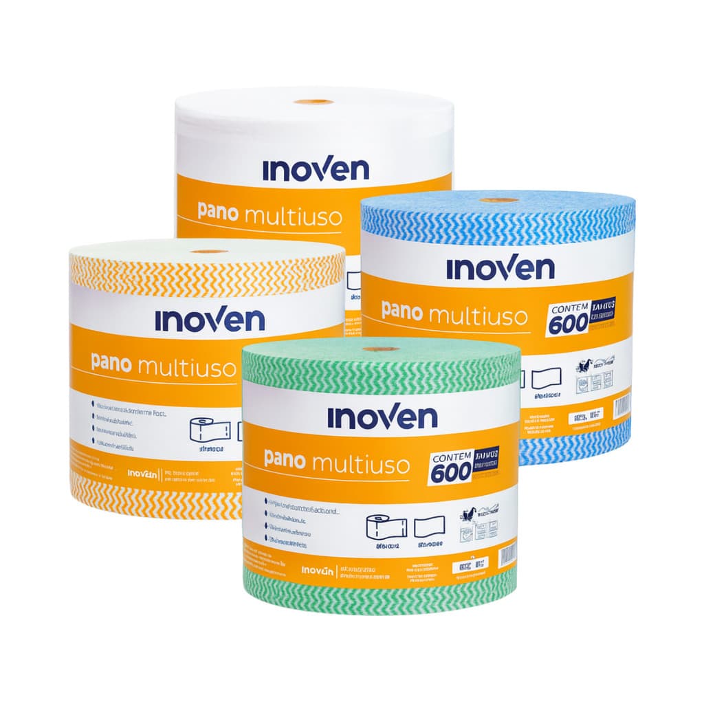 600 ROLO PANO MULTIUSO Perfex 20CM X 40 cm 240 mts COM 600 PANOS INOVEN CORES
