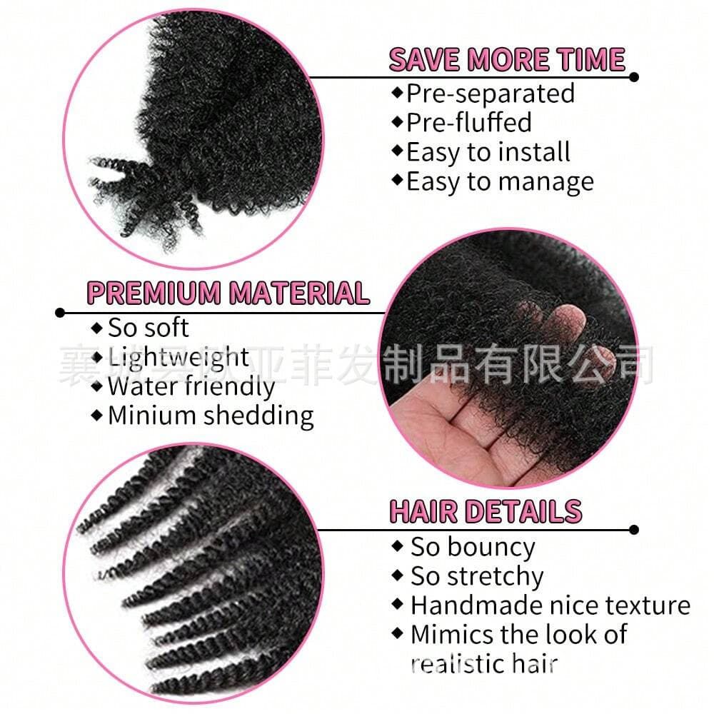 Peruca Caterpillar Cabelo Longo Encaracolado Elástico Fibra Química Lágrima Cabelo Africano Afrotwista Mão Crochê Fofo