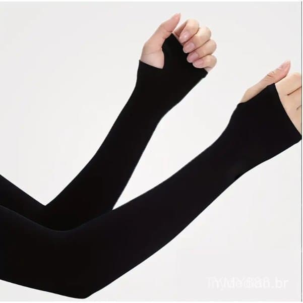 Mangas de Braço Frescas de Verão: Design de Dedo Altamente Elástico e Proteção UV para Mulheres em Esportes ao Ar Livre