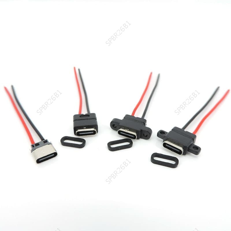 1/2/5 Pçs À Prova Dwaterproof Água USB Tipo-C 3.1 2 Pinos plug Fêmea Soquete Soldagem Cabo De Carregamento Conector De F