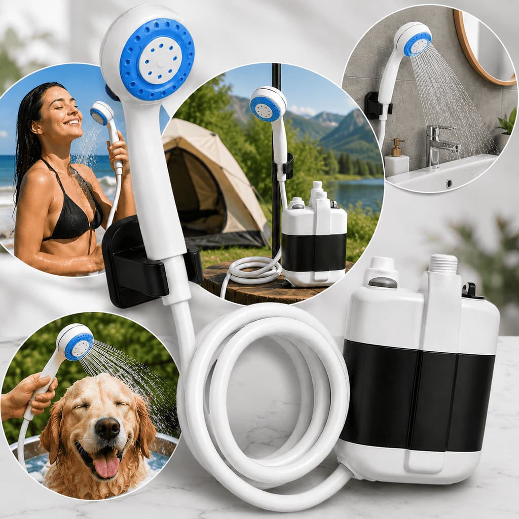 Chuveiro Portátil Recarregável Camping Ducha À Prova D'água Com Bomba Elétrica E Filtro De Água USB