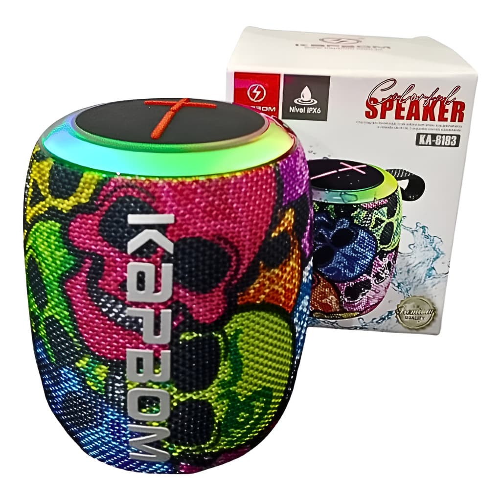 Mini Caixa De Som Led Rgb Bluetooth Portátil Tws Estampa Cav
