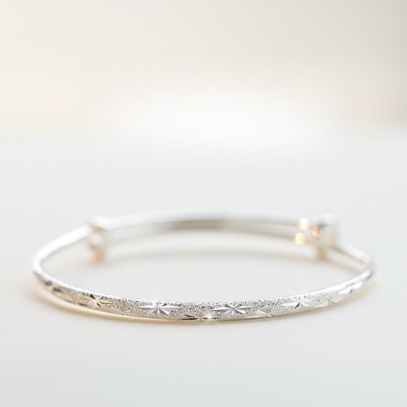 Pulseira redonda Gypsophila banhada a prata elegante e elegante pulseira feminina