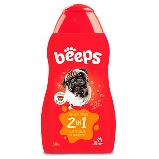 Shampoo Beeps 2 em 1 Melância Beeps Shampoo Melancia Shampoo pra Cachorro e Gatos 500ml