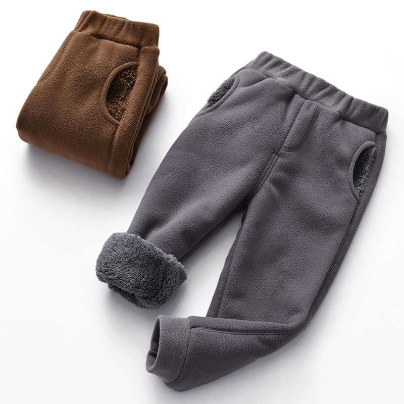 Primavera outono novo estilo calças de roupas infantis mais veludo engrossado crianças Polar velo calças casuais meninos