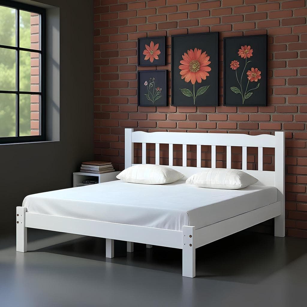 Cama King Size Casal Madeira Maciça Branco Pérola