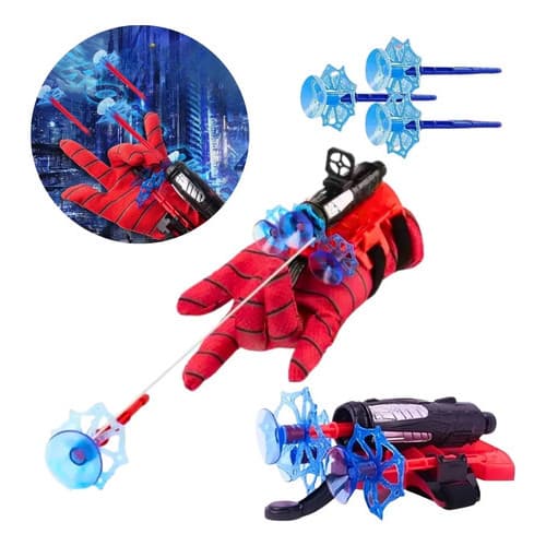 Luva Lança Teia Homem Aranha Brinquedo Kit Lançador Infantil Dardos Spider Vermelho Spider Presente