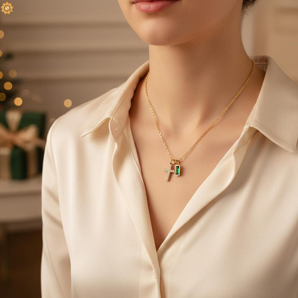 Colar De Cruz De Strass Feminino Com Pingente De Pedra De Aniversário Liga Hipoalergênica Design Elegante Para Presentea