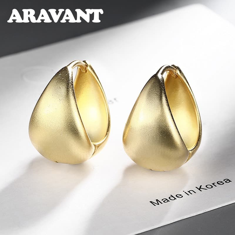 Aravant 925 Sterling Silver 18K Gold Egg Hoop Brinco Para Jóias De Moda Feminina