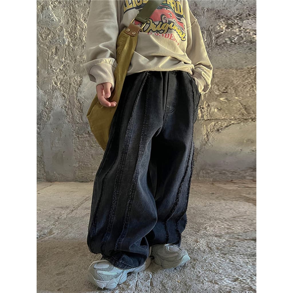 Chá mãe crianças roupas outono versão coreana Jeans meninos moda na moda calças retas médio grande crianças calças casua