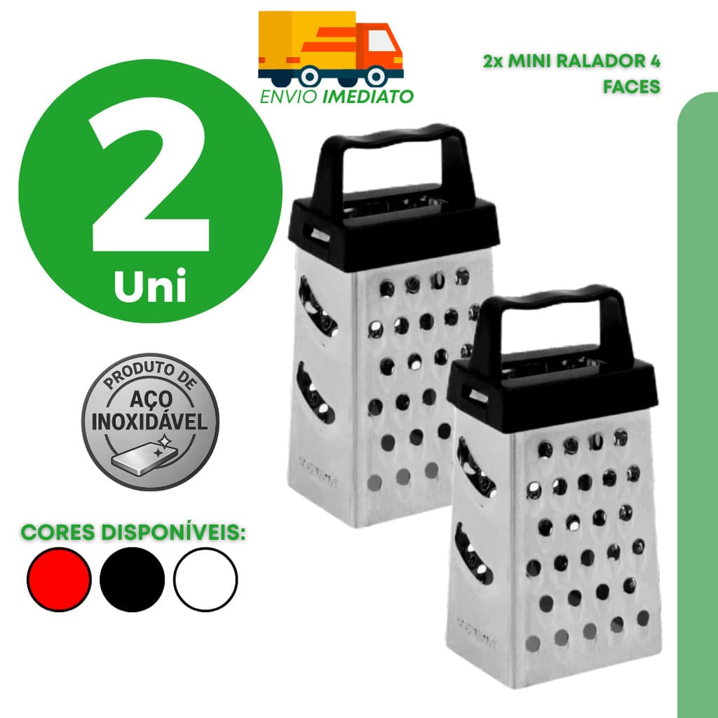 Jogo Mini Ralador 4 Faces Aço Inox 18cm Legumes Frutas ideal para Cozinha Restaurante Profissionais