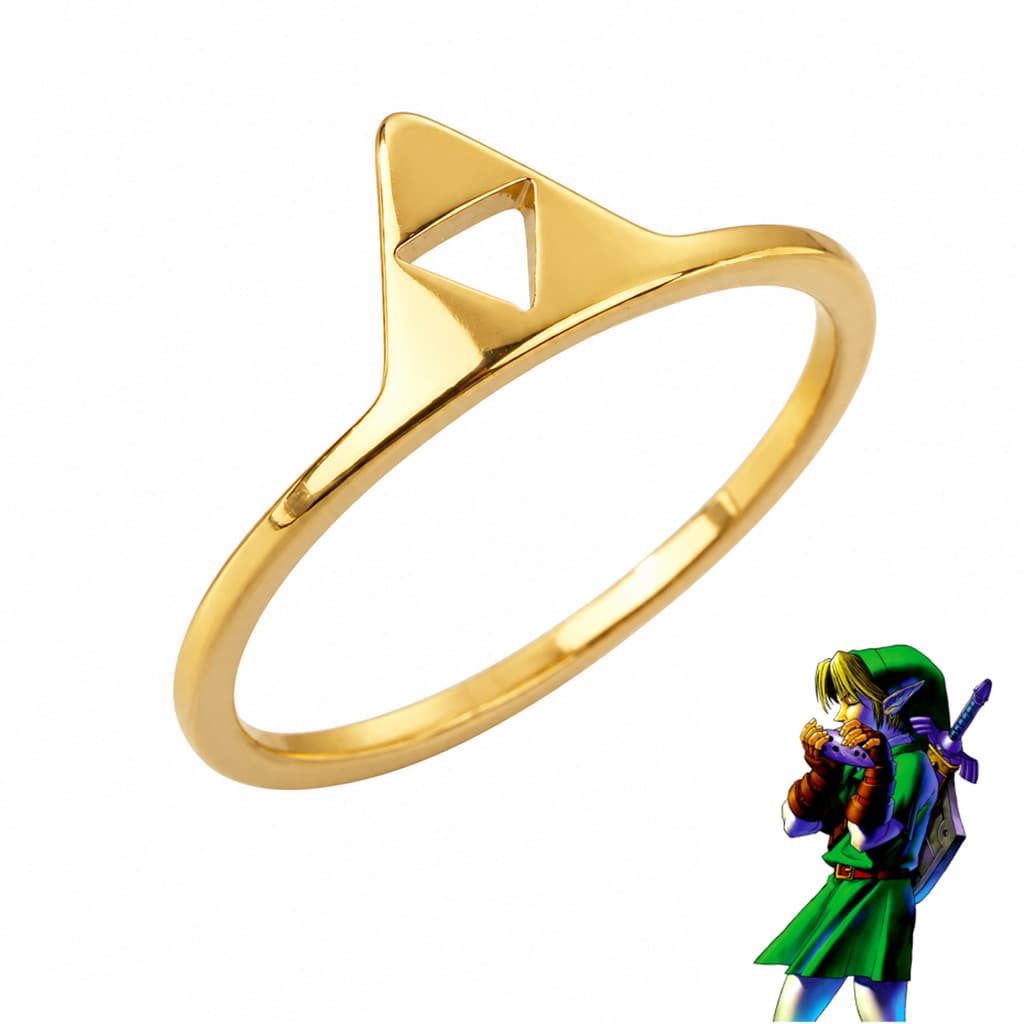 Anel Triforce The Legend of Zelda Dourado Link Geek Gamer Ocarina