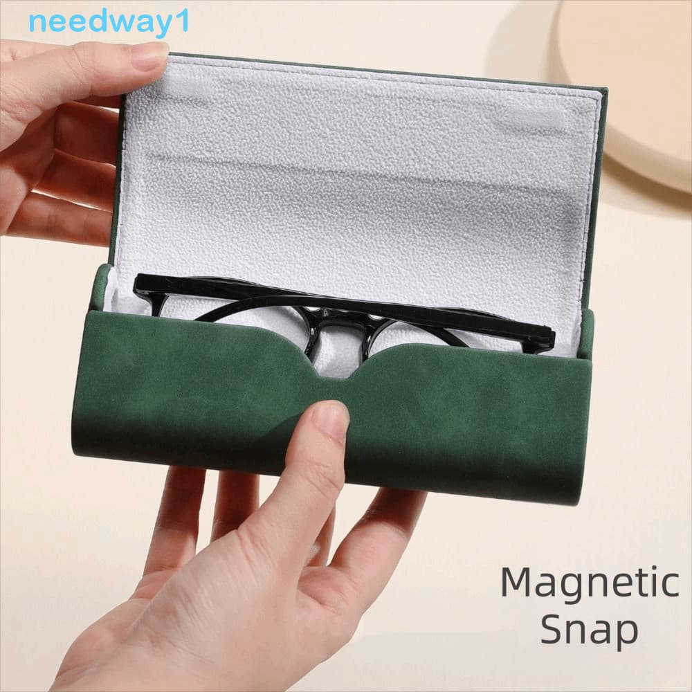 NEEDWAY Bolsa Para Óculos , Estojo De Couro De Pu De Grande Capacidade , Capa Protetora Sol Anti-Perda