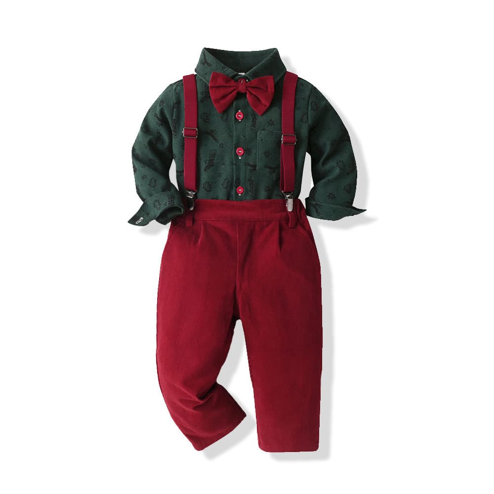 Roupas infantis de outono Comércio exterior Roupas infantis Roupas de Natal Tiras de camisa de manga comprida Terno infa