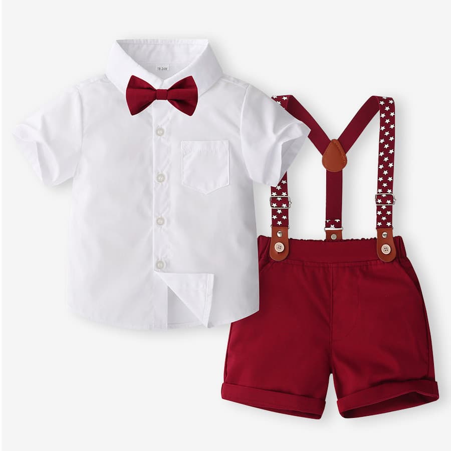 Natal menino terno vestido de bebê aniversário banquete flor menina terno verão estilo britânico camisa macacão de duas