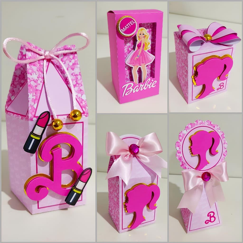 Kit Papelaria Personalizada Barbie Girl Caixa Caixinha para Festa DESMONTADO