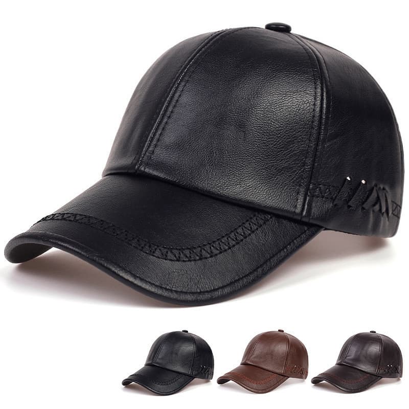 Moda Sólida Inverno Couro Boné De Beisebol Masculino Snapback Outono Quente Preto Bonés Feminino Osso Chapéus E