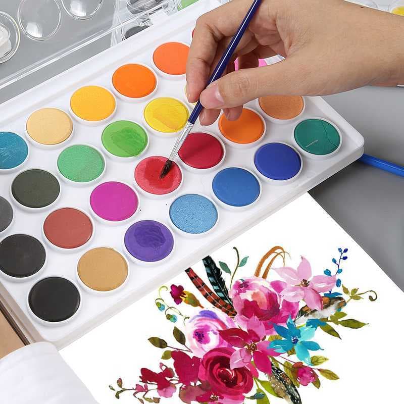 Becky tinta aquarela sólida embalagem portátil 12 cores 36 cores conjunto de pó prensado pintura guache infantil estudan