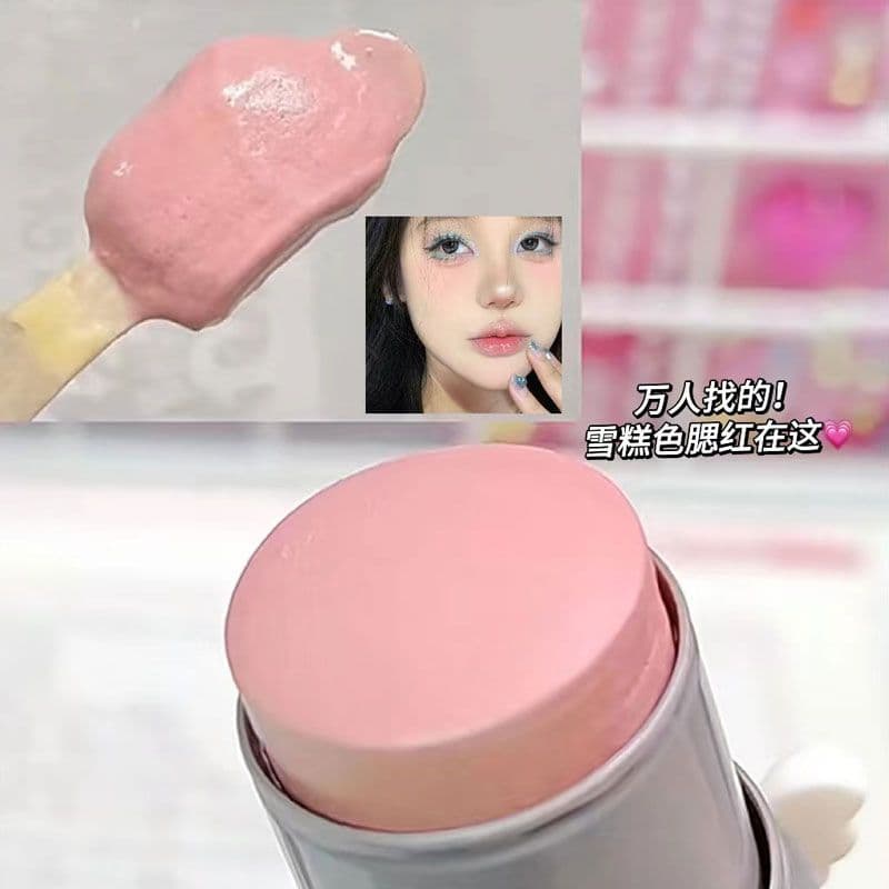 A cor do sorvete procurando todos!Blush de duas cabeças Stick Rouge Stick Creme Pasta Rosada Expansão Cor Sombra Sol-Ver