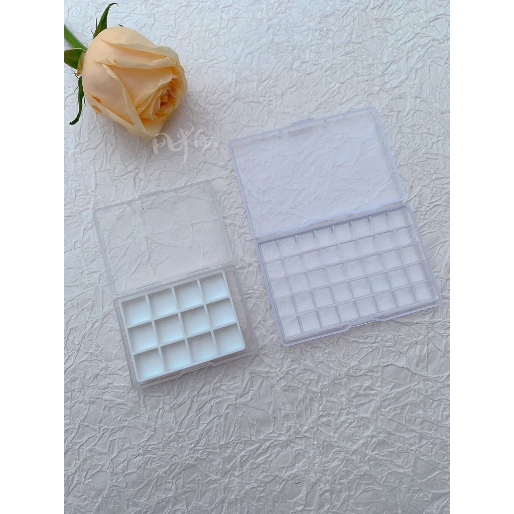 Caixa de embalagem de tinta aquarela caixa de plástico compartimento transparente retangular 1ml12 cores compartimento 0
