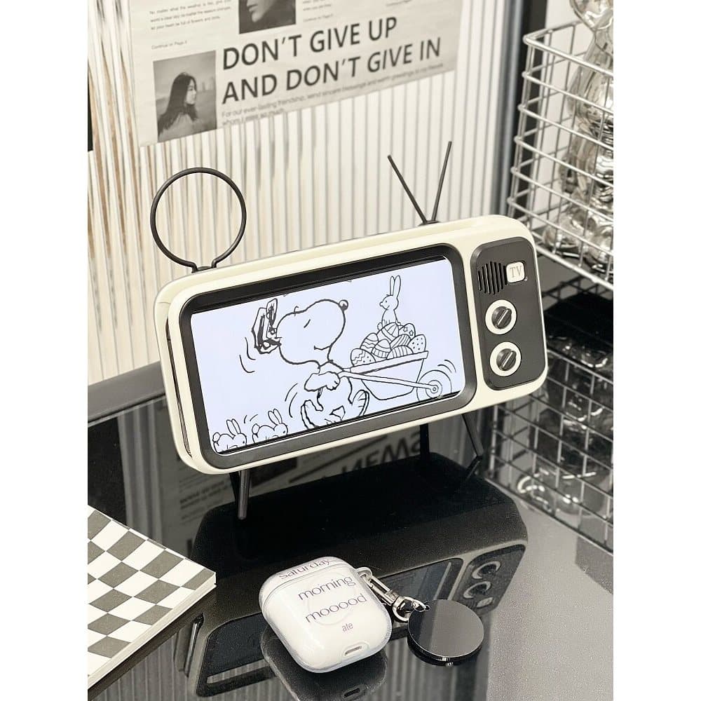 Suporte do telefone móvel alto-falante Bluetooth áudio sem fio Desktop Retro TV ornamentos estudantes assistindo Drama a