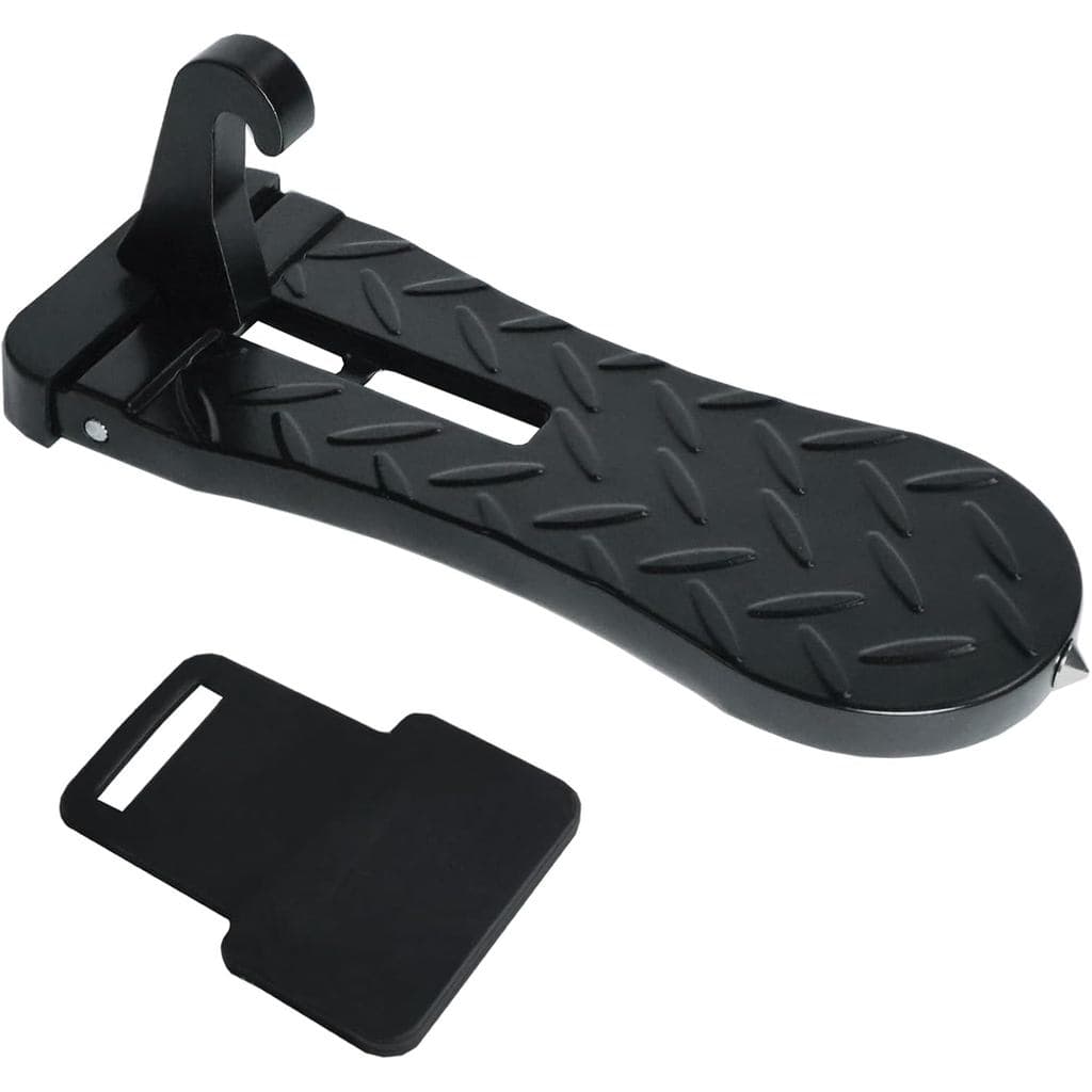 Car Door Step with Latch Protector, Extended Foldable Aluminum Alloy Car Step, Thickened Rubber Gasket for Car Door Step