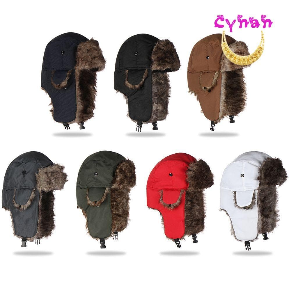 Boné De Inverno CYNAN Russo Ushanka Com Pele Quente
