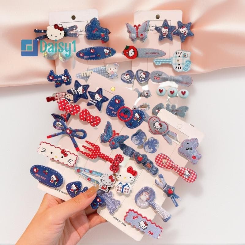 Mary1 10 Peças Kawaii Sanrio Hello Kitty Grampo De Cabelo Doce Meninas Conjunto De Cocar Bonito Testa Grampos Laterais A