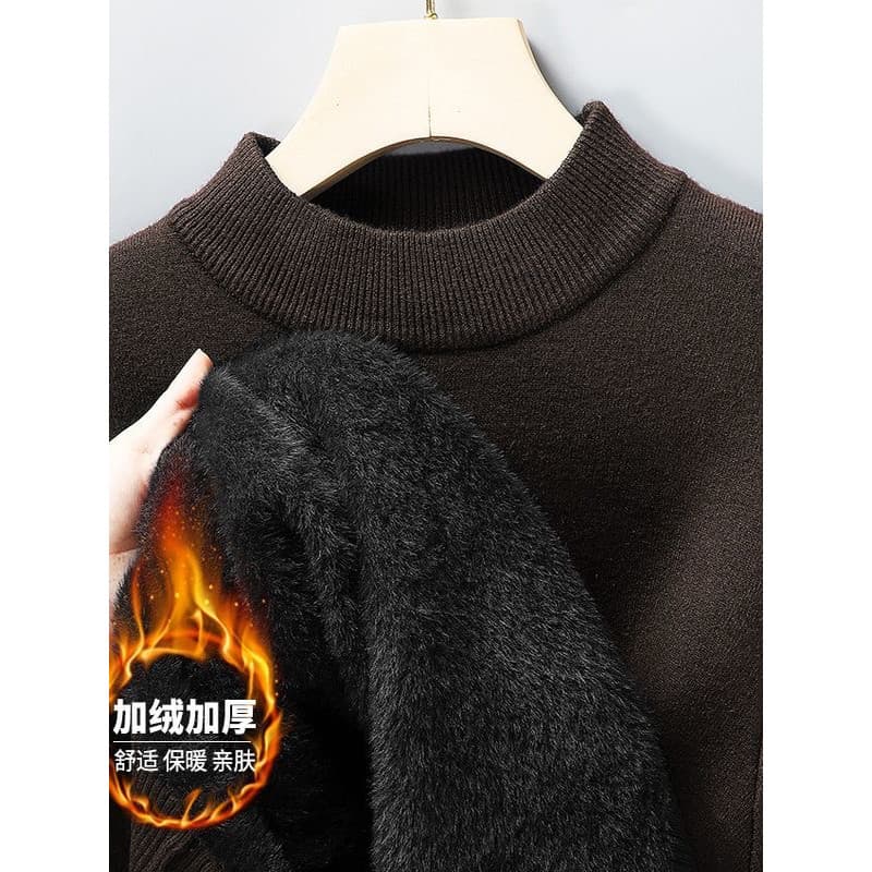 Suéter masculino outono inverno meia gola alta Casual suéter pai usar suéter de lã engrossado de meia-idade
