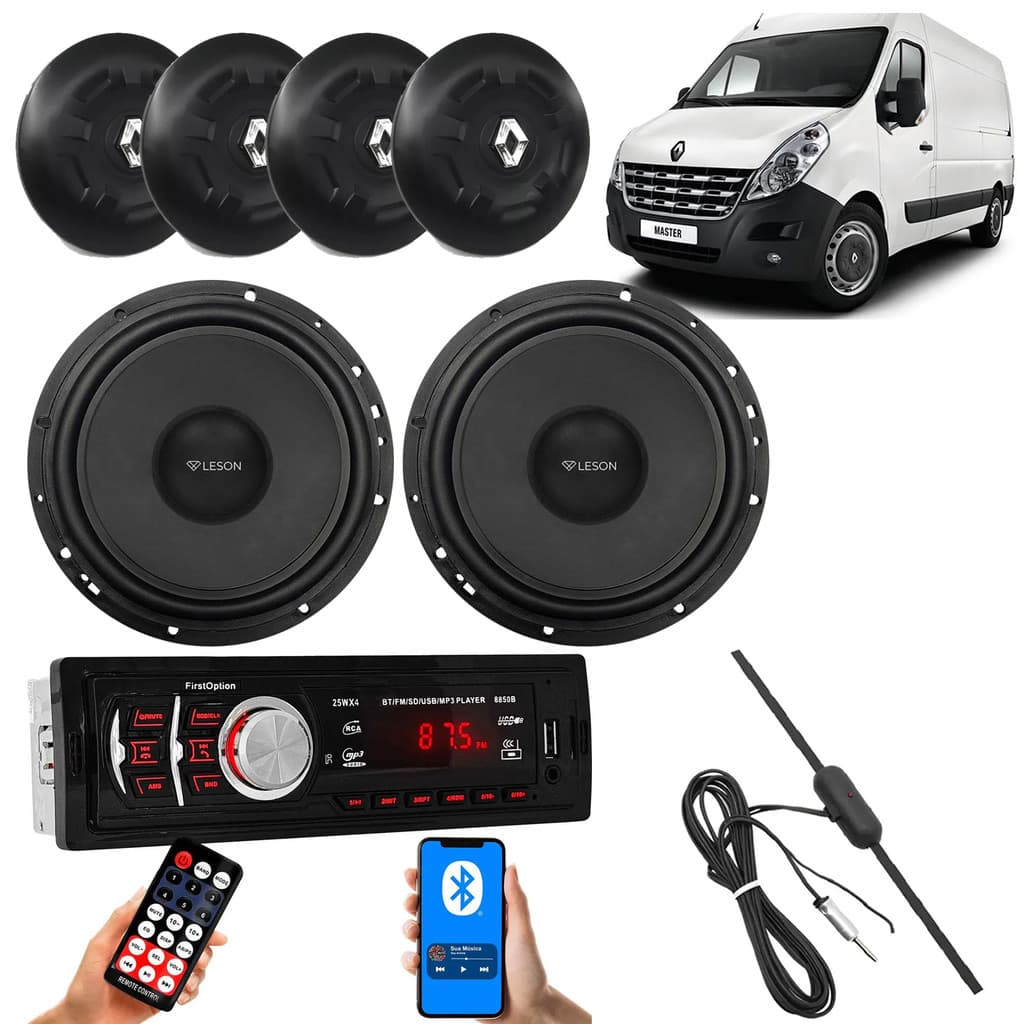 Som Mp3 Bluetooth Falantes 6p 280w Calotas Renault Master Cr