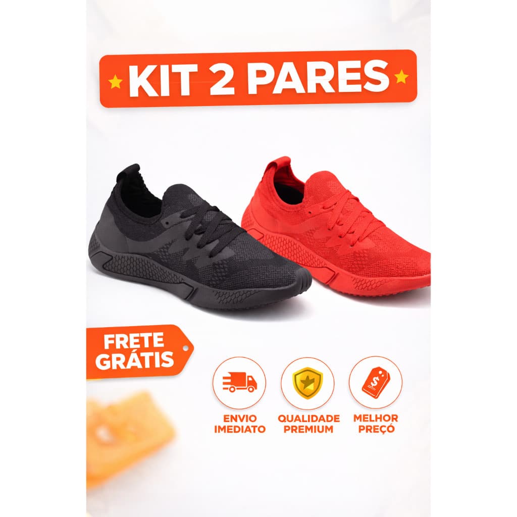 Kit 2 Pares Tênis Meia Confortavel Casual Treino Academia