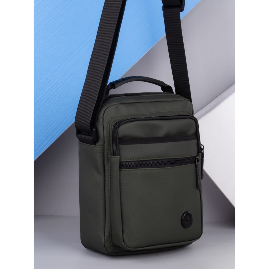 Commuter mensageiro saco masculino pequeno Casual bolsa de ombro Multi-camada Vertical bolsa ao ar livre moda à prova dw