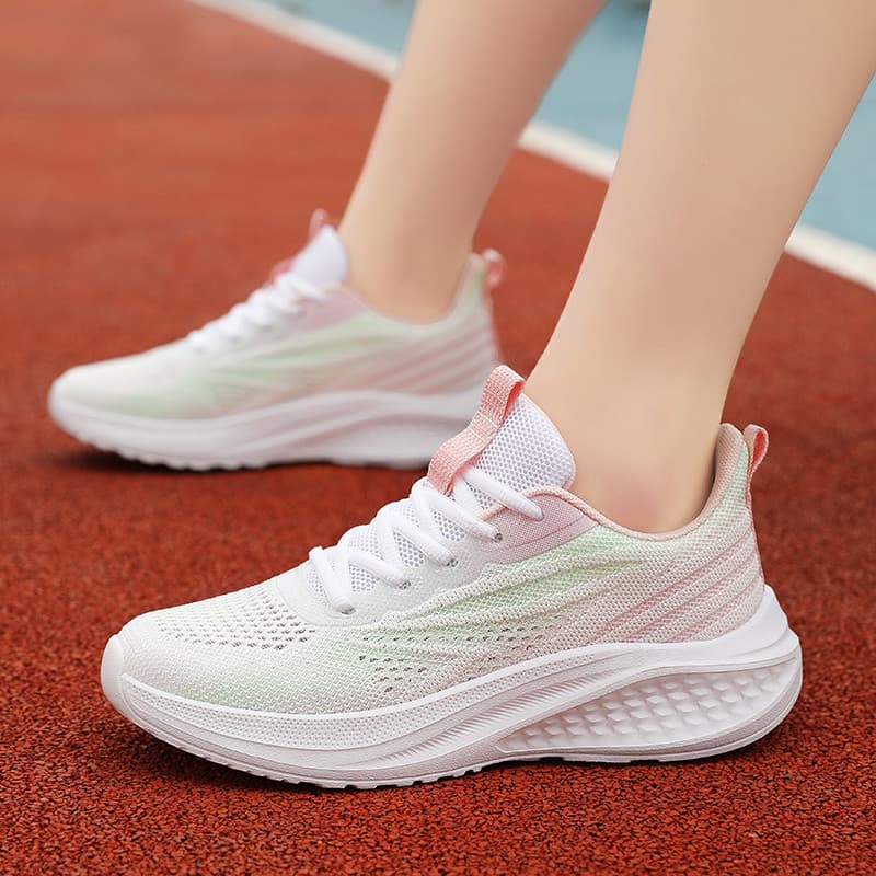 Sapatos femininos de verão sapatos esportivos oco malha única tênis absorção de choque leve fino sola macia respirável s