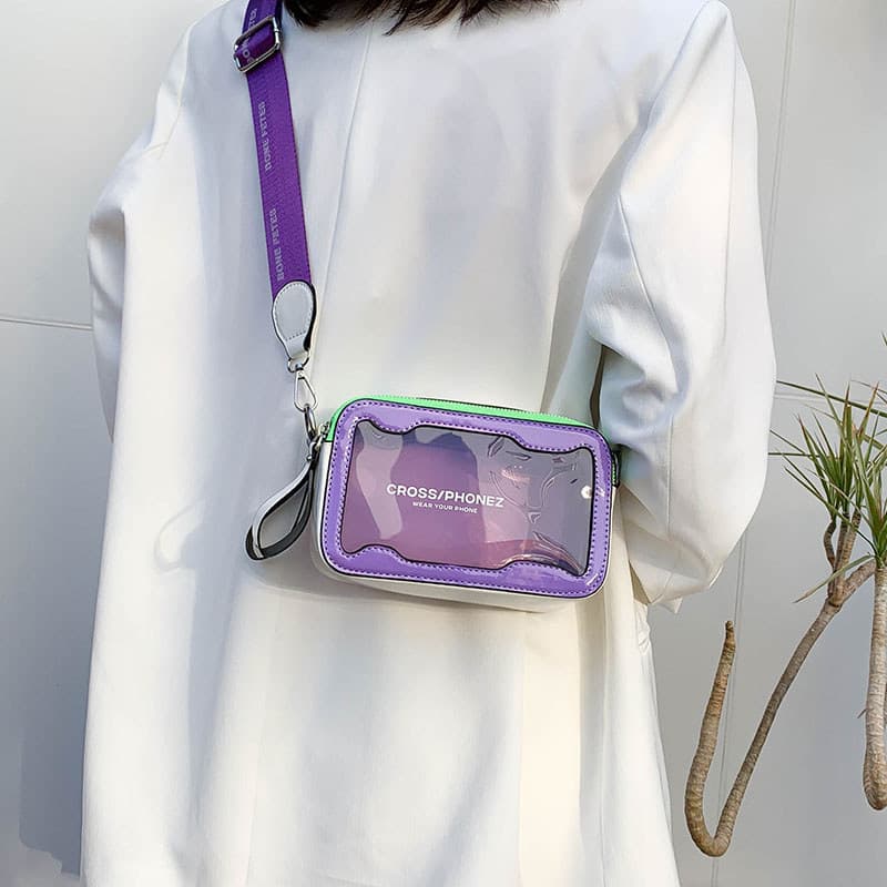 Verão transparente pequeno saco feminino 2026 novo estilo Diagonal ombro All-Match ins influenciador geléia saco pvc peq
