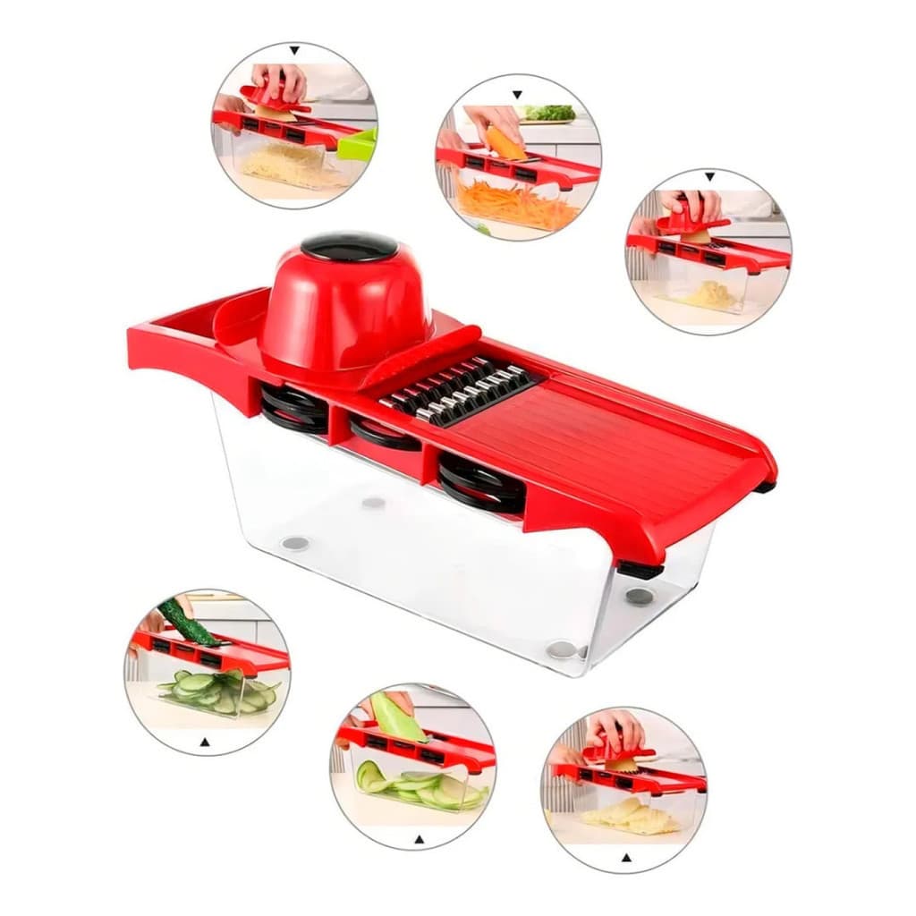 Cortador De Alimentos e legumes Mandolina C Lâminas Vermelho