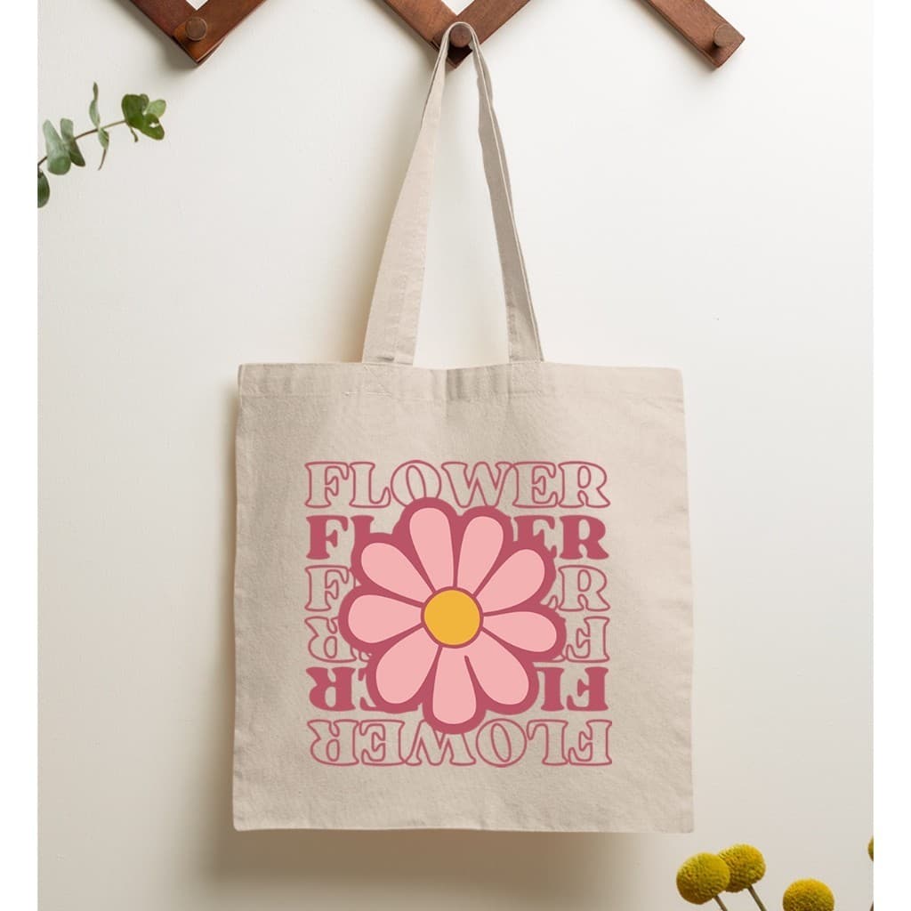 Bolsa Sacola Ecobag Floral Flores Vintage Algodão Cru Reforçada Estampa Margaridas