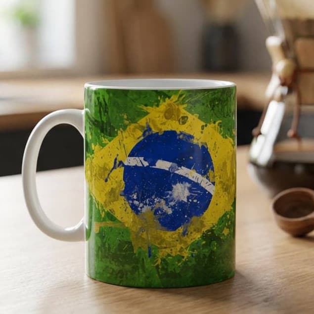 Caneca Xicara Copa Do Mundo Bandeira do Brasil Em Ceramica