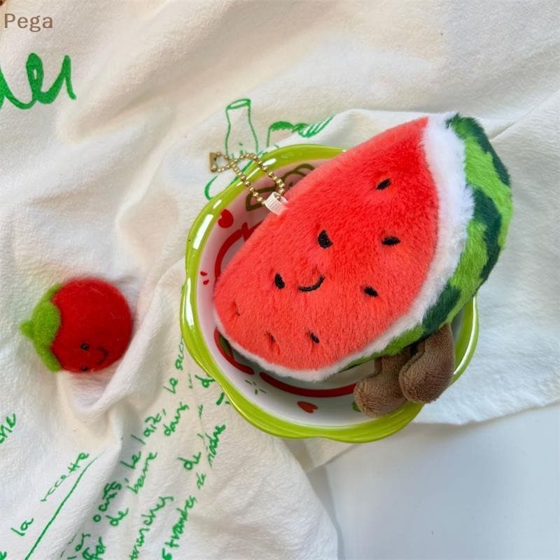 [Pega-t] 1/2 PCS Bonito Melancia Frutas Bonecos De Pelúcia Brinquedos Chaveiro Pingente Bolsa Decoração Mochila Charme P