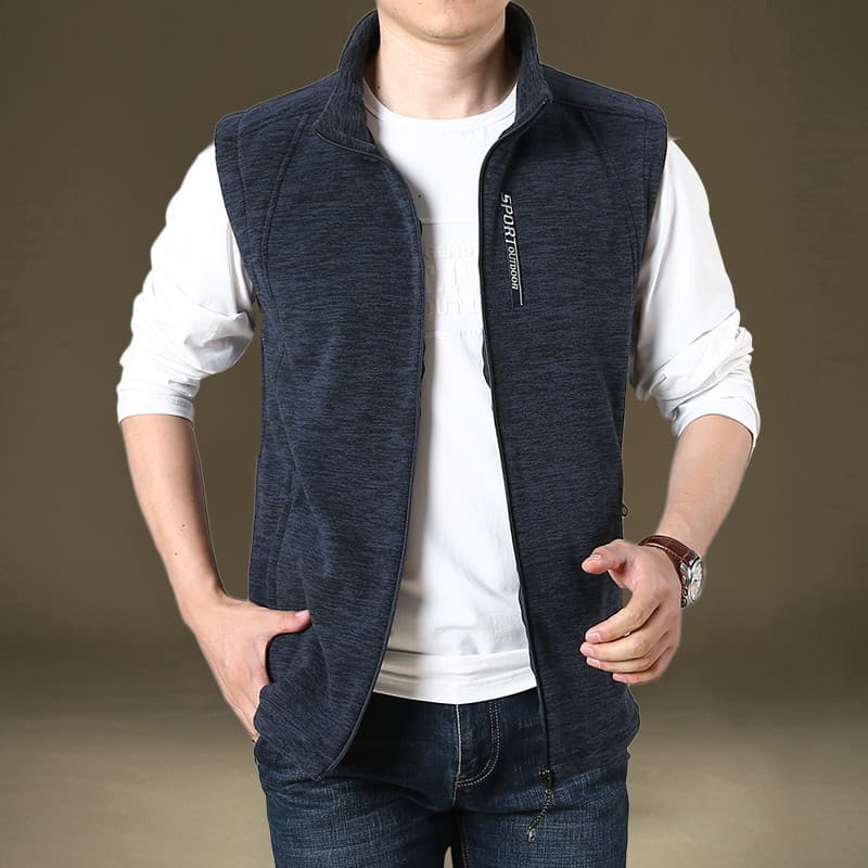 Novo colete de lã masculino de meia-idade colete de lã Casual Plus Size outono colete masculino inverno forro de lã