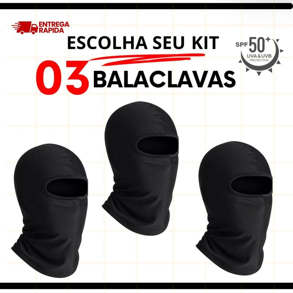 3 Máscara Balaclava touca Ninja Moto Proteção UV Térmica Leve Respirável Esportiva Promoçao