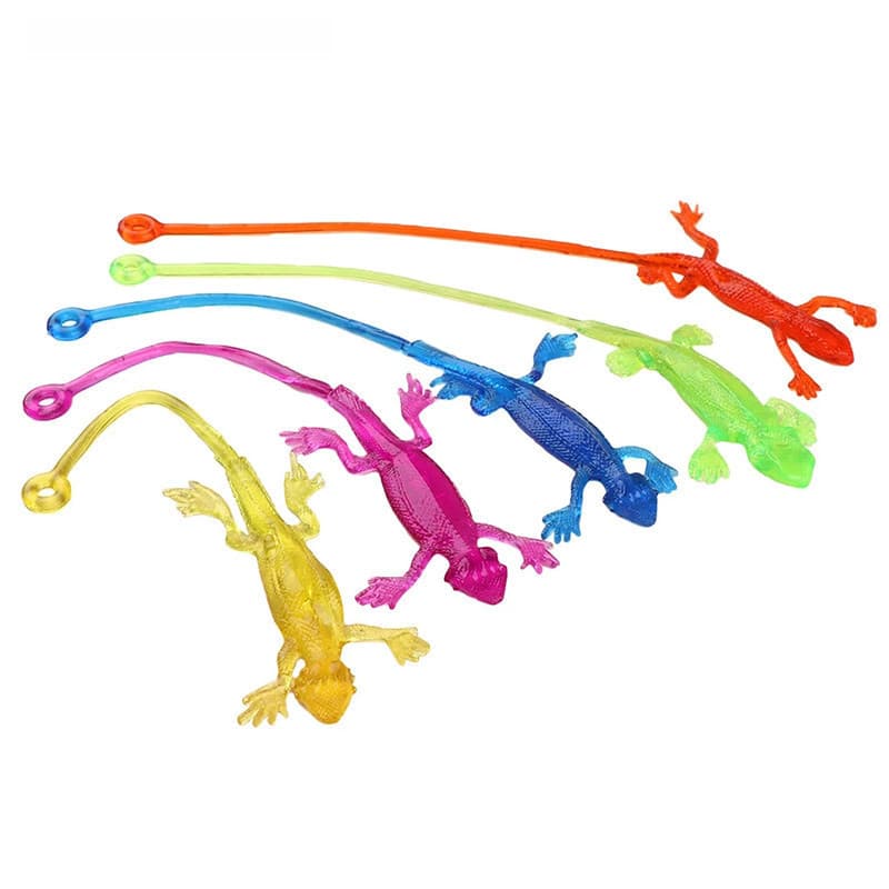 Novo 20Pcs Lagarto Pegajoso Animais Retráctil De Borracha Viscosa Gadget .