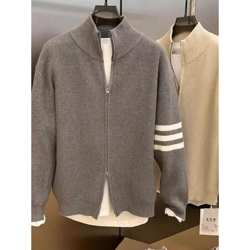 2024 novo estilo clássico jaqueta de quatro barras malhas Cardigan outono inverno engrossado All-Match na moda jaqueta m