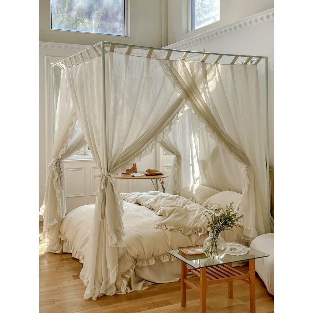 À prova de vento poeira sombreamento superior linho mosquiteiro francês Retro princesa cama cortina quarto doméstico lig